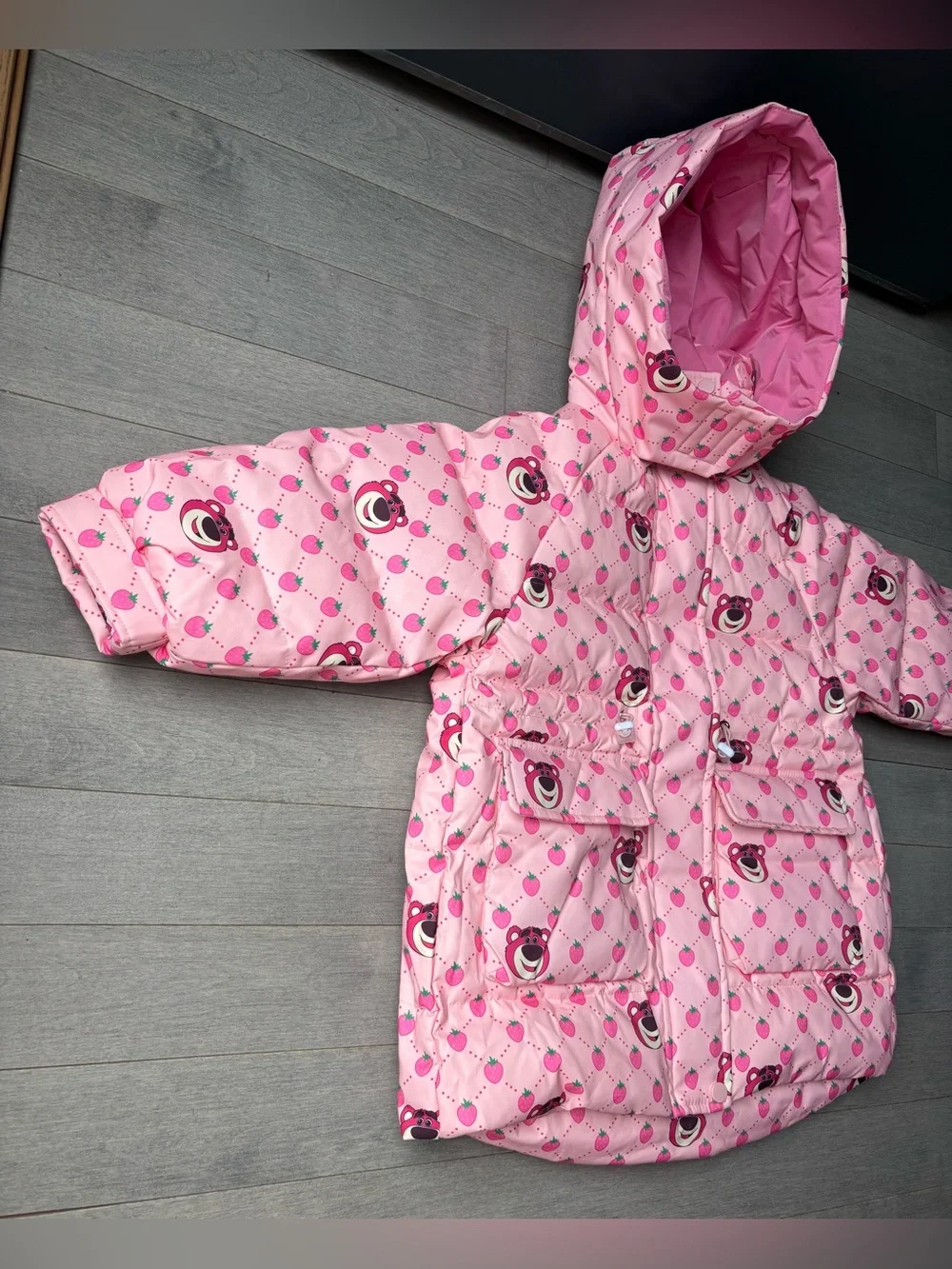 Girls Disney Baby Toddlers Pink Quilted Puffer Coat Jacket Toy Story Lotso Bear